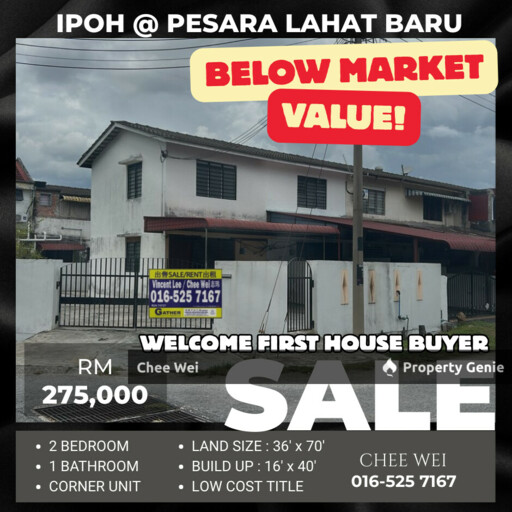 𝐁𝐄𝐋𝐎𝐖 𝐌𝐀𝐑𝐊𝐄𝐓 𝐕𝐀𝐋𝐔𝐄 IPOH PESARA LAHAT BARU DOUBLE STOREY CORNER HOUSE FOR SALE