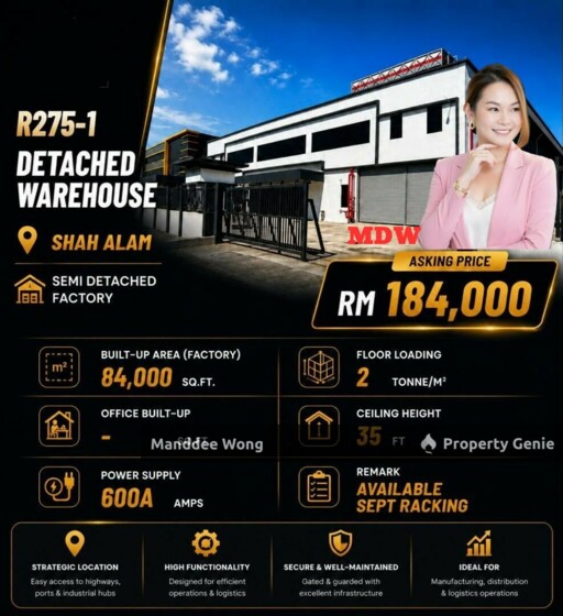 WTR/PREMIUM DETACHED WAREHOUSE/84,000 SQFT/SUBANG JAYA/SELANGOR
