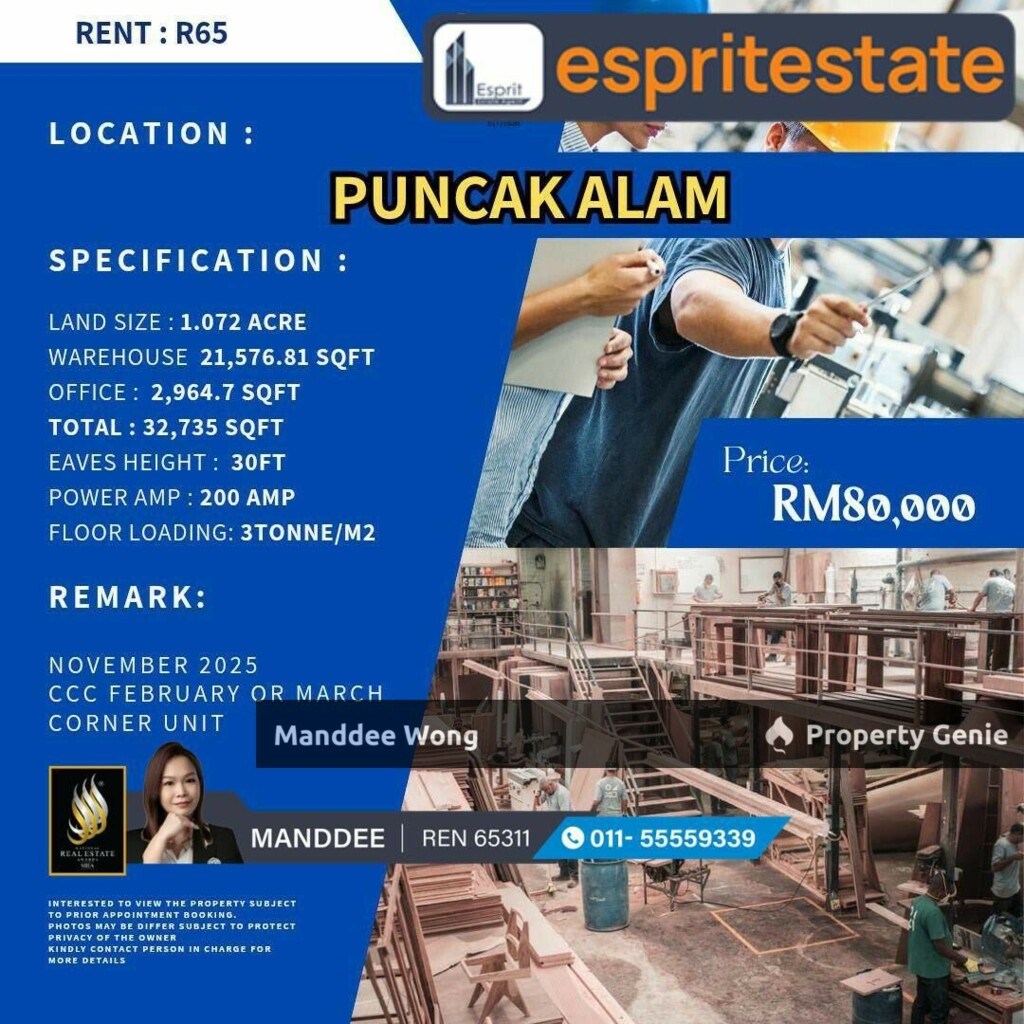 WTR/WAREHOUSE/FACTORY/21,576 SQFT80K/PUNCAK ALAM