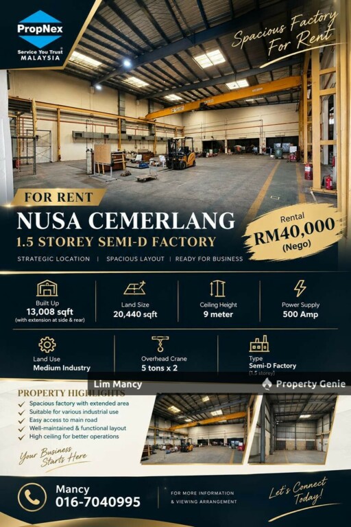 Nusa Cemerlang Gelang Patah Semi Detached Medium Industrial
