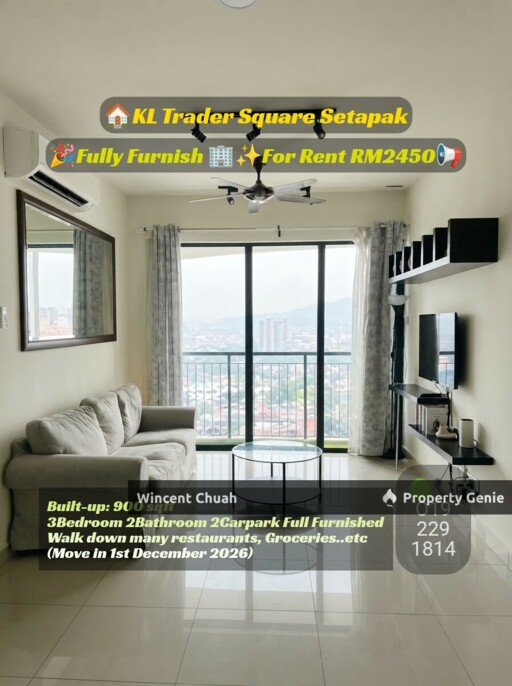 KL Traders Square Setapak Fully Furnished Condo For Rent RM2,450 | 3 Bed 2 Bath 2 Parking