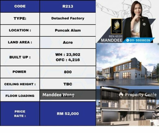 WTR/DETACHED FACTORY/28,100 SQFT/52K/PUNCAK ALAM/SELANGOR