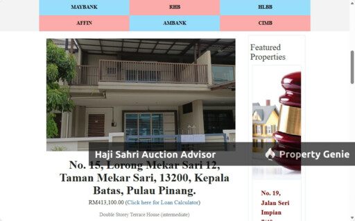 No. 15, Lorong Mekar Sari 12, Taman Mekar Sari, 13200, Kepala Batas, Pulau Pinang. RM413,100.00