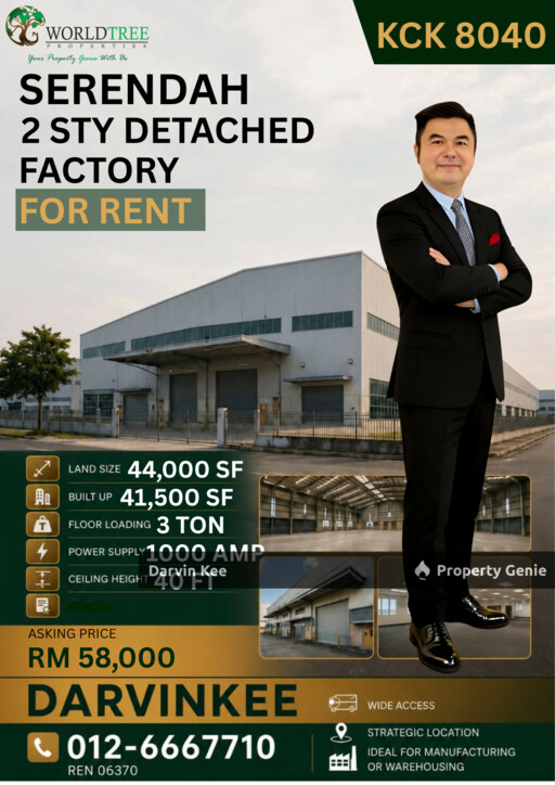 SERENDAH 2 STY DETACHED FACTORY FOR RENT