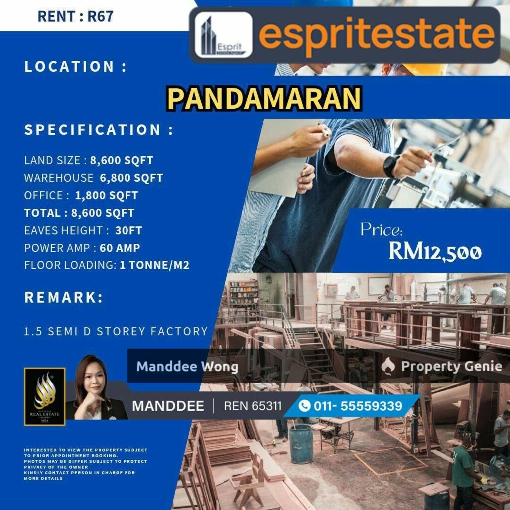 WTR/WAREHOUSE/FACTORY/6800 SQFT/12,500/PANDAMARAN/KLANG