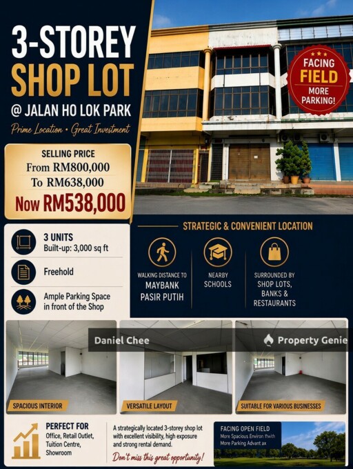 Jalan Ho Lok Park 3 Storey Shop For Sale Under Value
