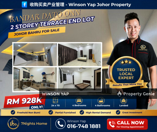 2 Storey Terrace End Lot Perjiranan 11 Bandar Dato Onn Partial Furnish