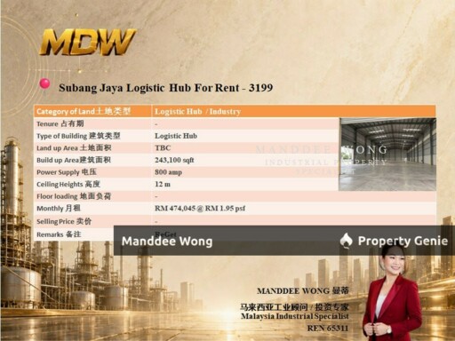 WTR/LOGISTIC HUB/243,100 SQFT/SUBANG JAYA/SELANGOR