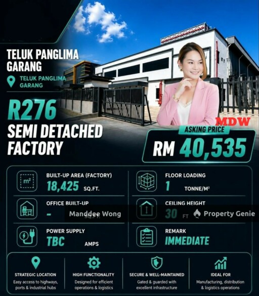 WTR/SEMI DETACHED FACTORY/18,425 SQFT/TELUK PANGLIMA GARANG/SELANGOR