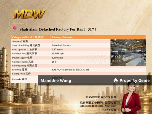 WTR/DETACHED FACTORY/41,061 SQFT/SHAH ALAM/SELANGOR