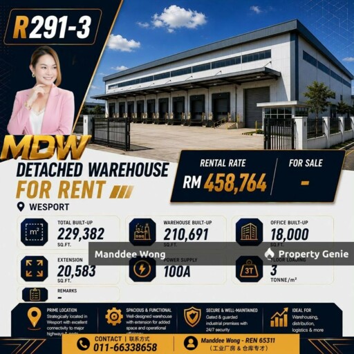WTR/DETACHED WAREHOUSE/229,382 SQFT/WESTPORT/PORT KLANG/SELANGOR