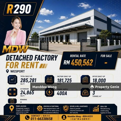 WTR/DETACHED FACTORY/285,281 SQFT/WESTPORT/PORT KLANG/SELANGOR