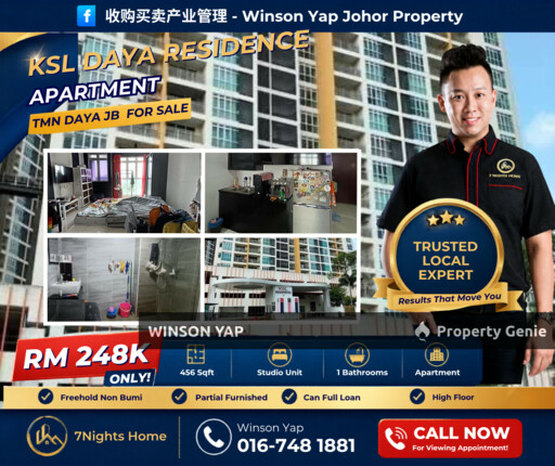 KSL Daya Residence Service Apartment Studio Unit High Floor City View