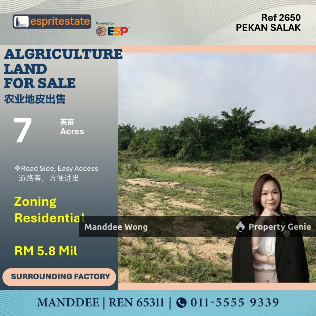 WTS/AGRICULTURE LAND/7 ACRE/5.8MIL/PEKAN SALAK/SELANGOR