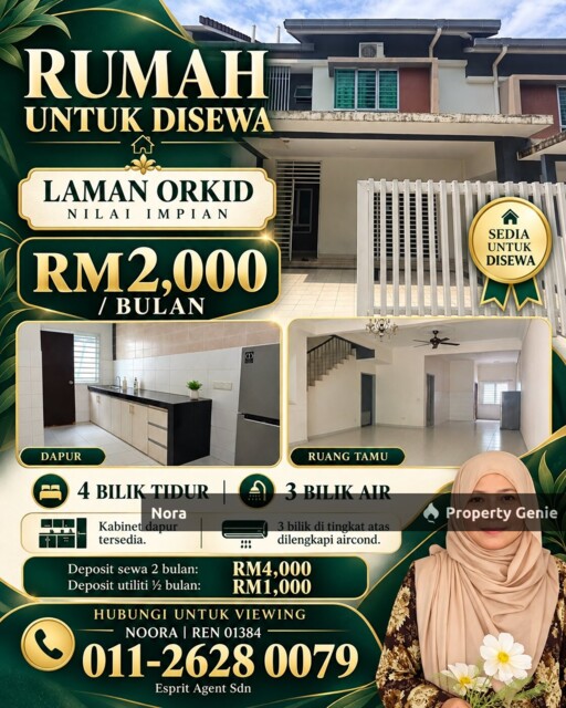DOUBLE-STOREY TERRACE HOUSE FOR RENT 📍 LAMAN ORKID, NILAI IMPIAN