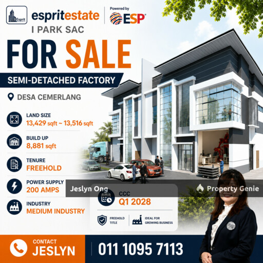 1.5 Storey Semi-D Factory at Desa Cemerlang For Sale