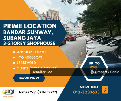 3-storey Shophouse (Intermediate & Corner Unit) Bandar Sunway PJS 11/28a
