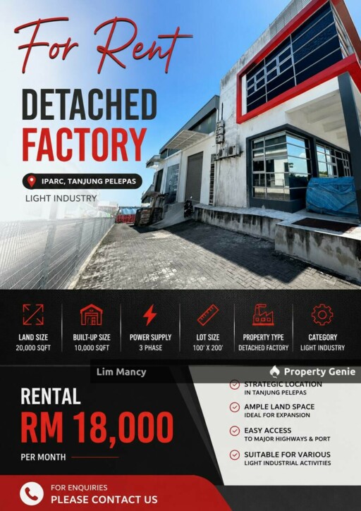 I-Parc Tanjung Pelepas Semi Detached Light Industrial Factory For Sale