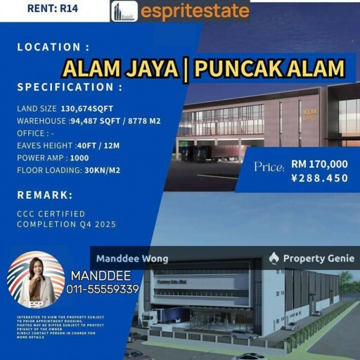 Warehouse Puncak Alam For Rent/130,674 sqft/RM170,000