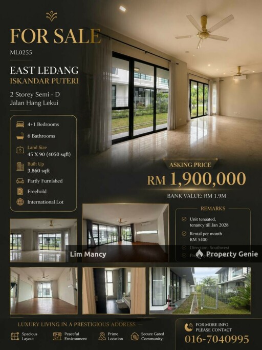 East Ledang Double Storey Semi Detached @Hang Lekur