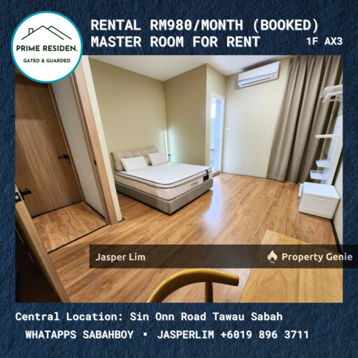 Master Room # Semi D Taman Prime Residen (Gated Guarded) Room Specialist Tawau