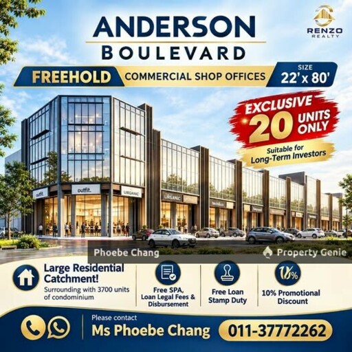FREEHOLD 3-STOREY COMMERCIAL SHOP LOT FOR SALE @ THE ANDERSON, IPOH