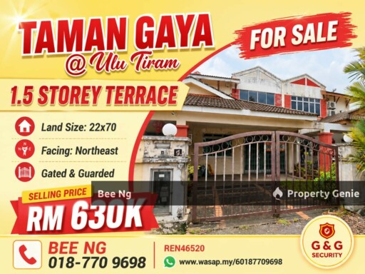 Taman Gaya / Ulu Tiram / 1.5 Storey Terrace / G&G