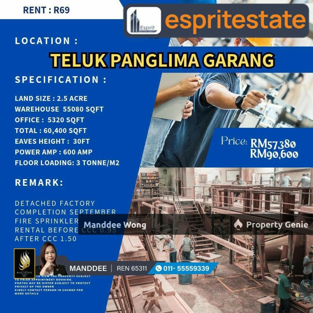 WTR/WAREHOUISE/FACTORY/55,080 SQFT/90,600/TELUK PANGLIMA GARANG