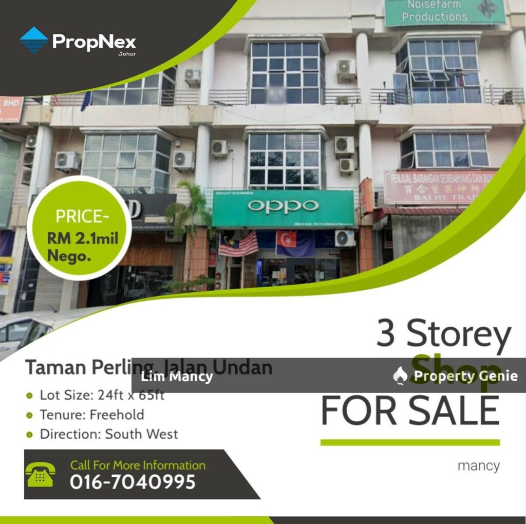 Taman Perling Three Storey Shoplot at Jalan Simpang Facing Main Road