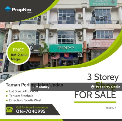 Taman Perling Three Storey Shoplot at Jalan Simpang Facing Main Road