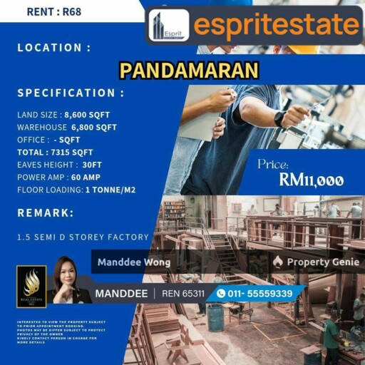 WTR/WAREHOUSE/FACTORY/7315 SQFT/11K/PANDAMARAN/KLANG