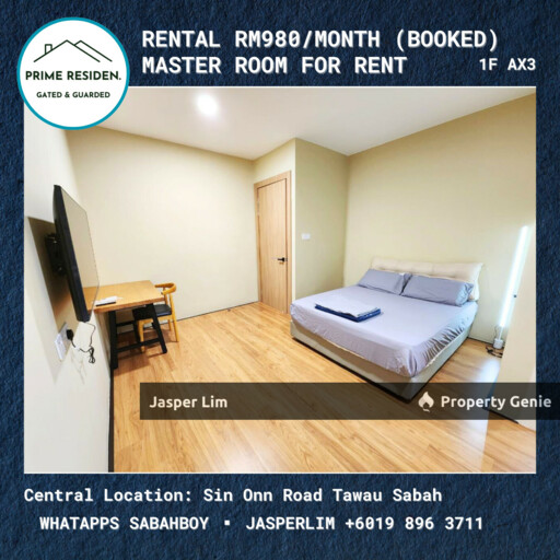 Taman Prime Residen (Gated Guarded) Masteroom For Rent