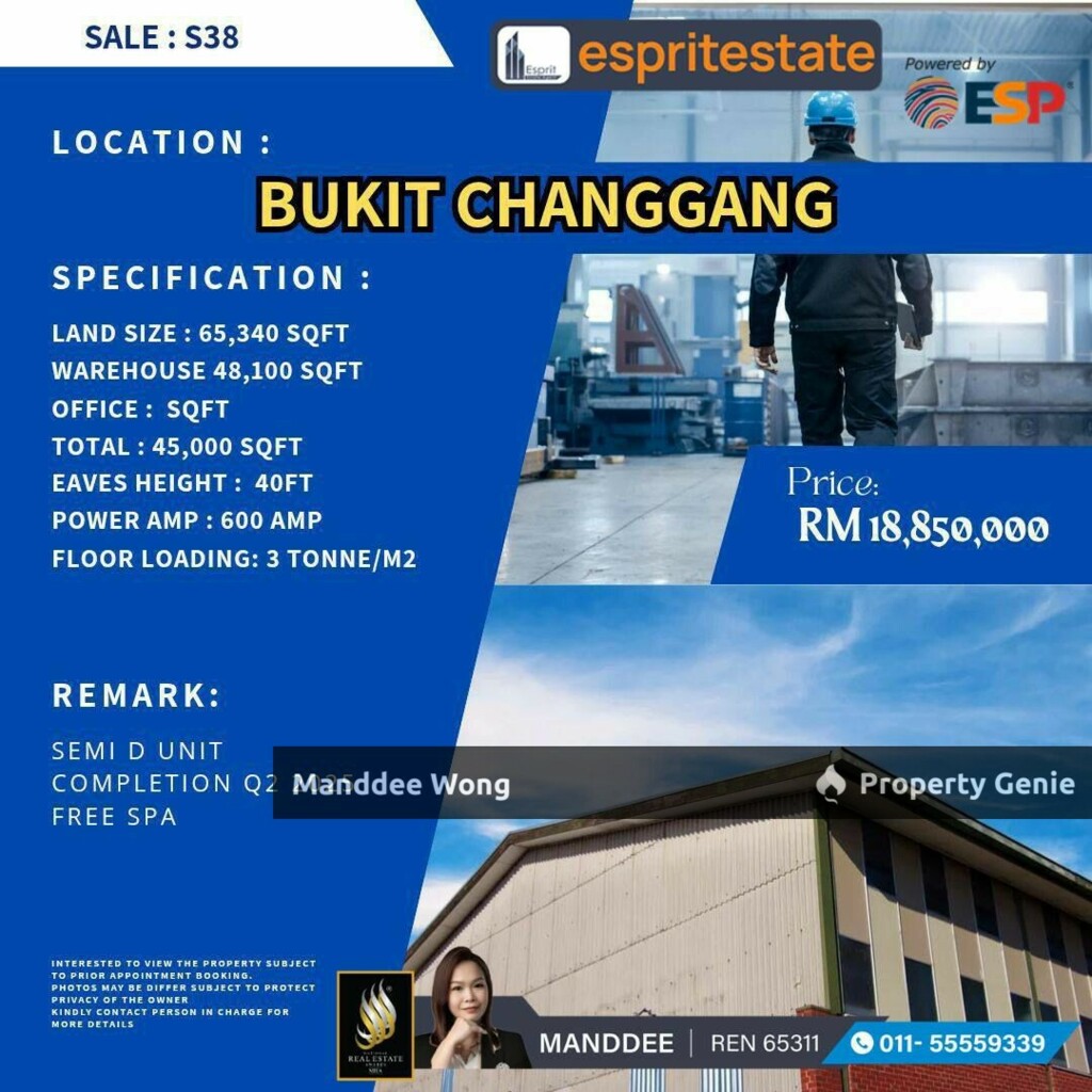 WTS/WAREHOUSE/FACTORY/48,100 SQFT/18.85 MIL/BUKIT CHANGGANG/SEPANG