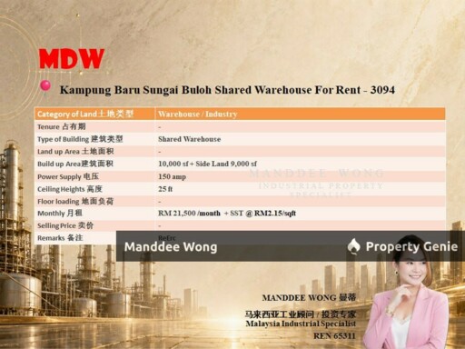 WTR/SHARED WAREHOUSE/10,000 SQFT/KAMPUNG BARU SUNGAI BULOH/SELANGOR
