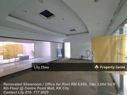 Office with 5 Rooms for Rent, 2,311 Sq ft, 8th Floor Centre Point Shopping Mall, Prime Area, Kota Kinabalu City, Sabah