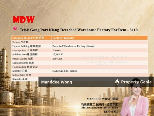 WTR/DETACHED WAREHOUSE(SHARED)/17,492 SQFT/TELOK GONG/PORT KLANG/SELANGOR