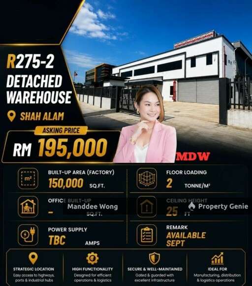 WTR/LARGE SCALE WAREHOUSE/150,000 SQFT/SHAH ALAM/SELANGOR