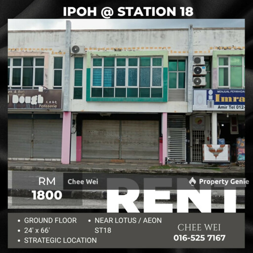 📍IPOH Station 18 Near Aeon Shoplot Ground Floor For Rent