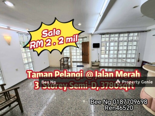 Taman Pelangi 3-Storey Semi-D Johor Bahru Freehold
