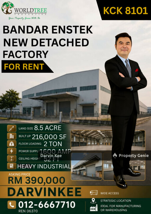 BANDAR ENSTEK HEAVY INDUSTRAI FACTORY FOR RENT