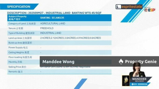 WTS/AGRICULTURAL LAND/3.92 MIL/BANTING/SELANGOR