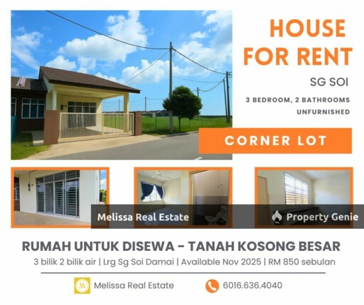 Corner House Huge Space For Rent in Kuantan