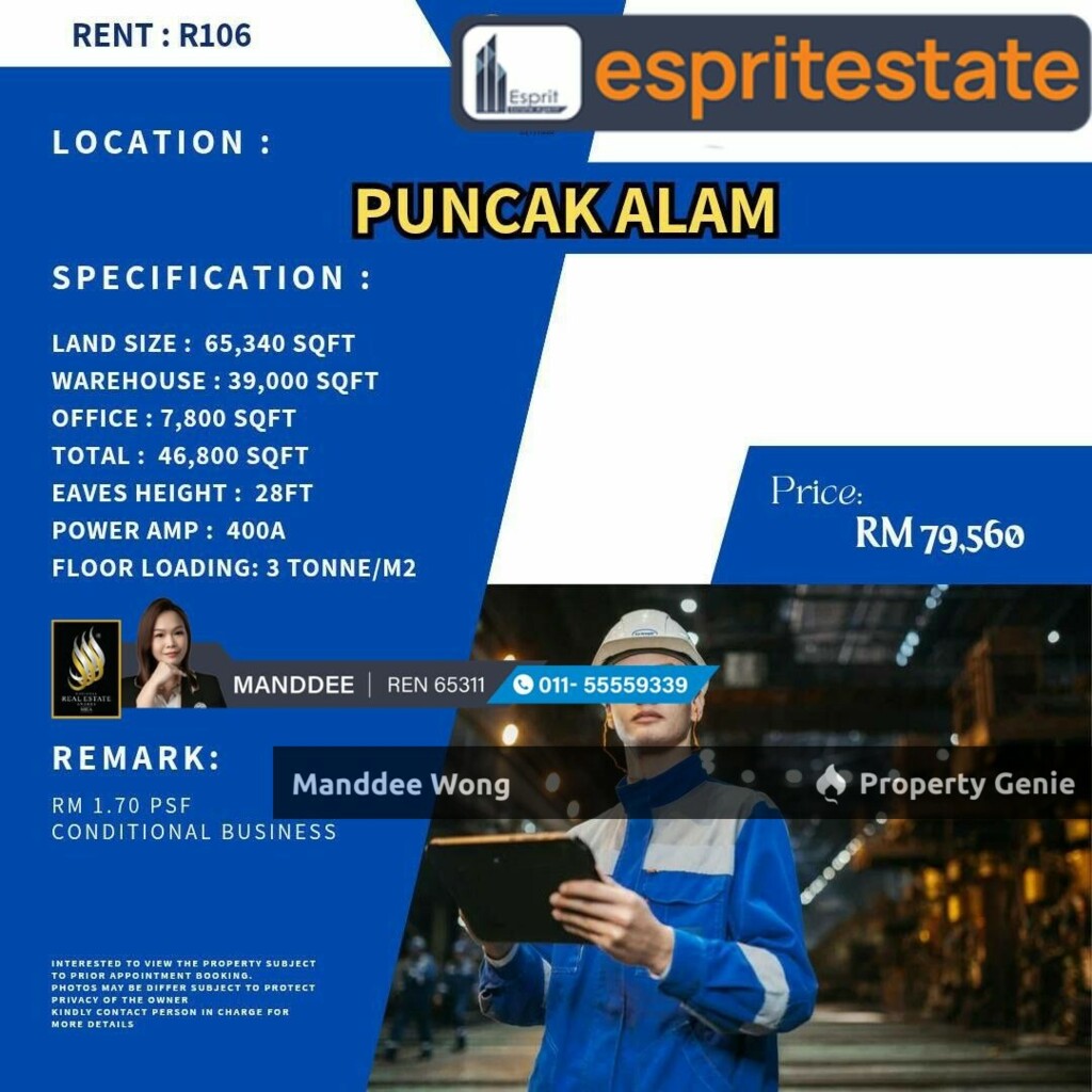 WTR/FACTORY/WAREHOUSE/39K SQFT/79,560/PUNCAK ALAM