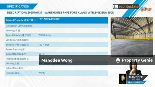 WTR/WAREHOUSE/150K SQFT/240K/PORT KLANG