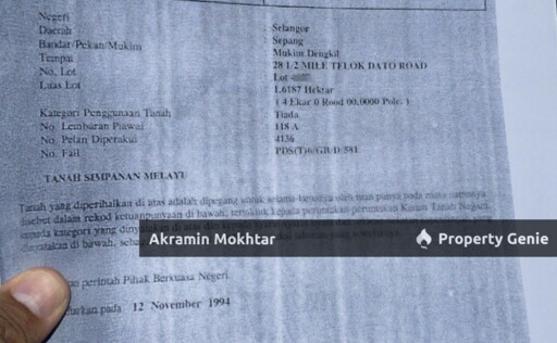 Tanah 4 Ekar (1.6187 Hektar) Jenderam Hilir Untuk Di Jual