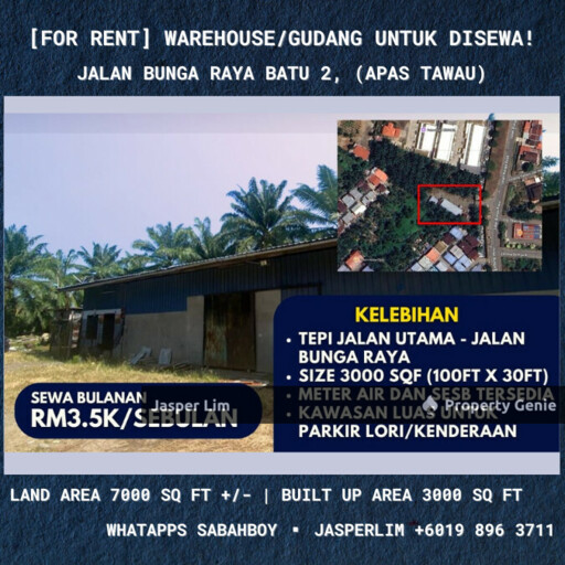 Warehouse/Gudang (Jalan Bunga Raya Batu 2) Apas Tawau