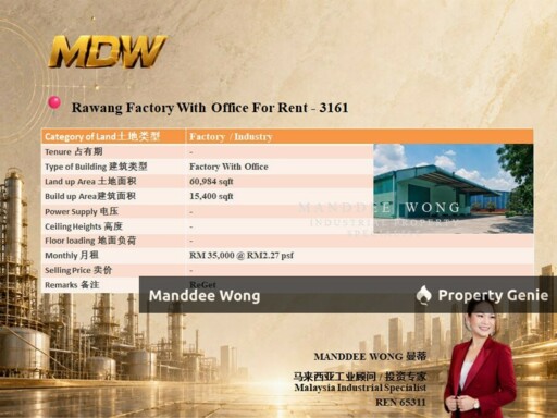 WTR/FACTORY WITH OFFICE/15,400 SQFT/RAWANG/SELANGOR