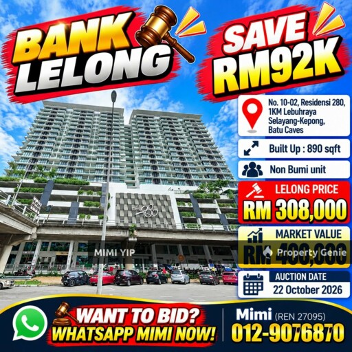 🛎️🔨 BANK LELONG 💲‼️ RESIDENSI 280, BATU CAVES ‼️