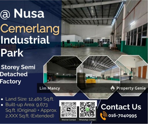 Nusa Cemerlang Semi Detached Medium Industrial Adjoining Factory For Rent
