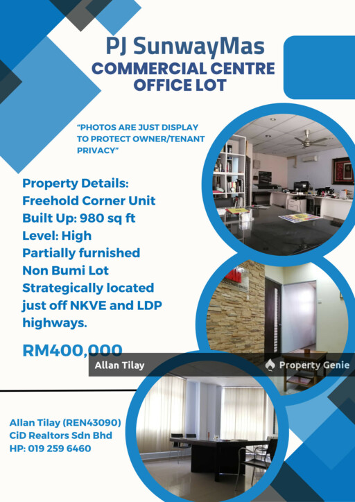 PJ SunwayMas Commercial Centre Office Lot For Sale at RM 400,000.00 By